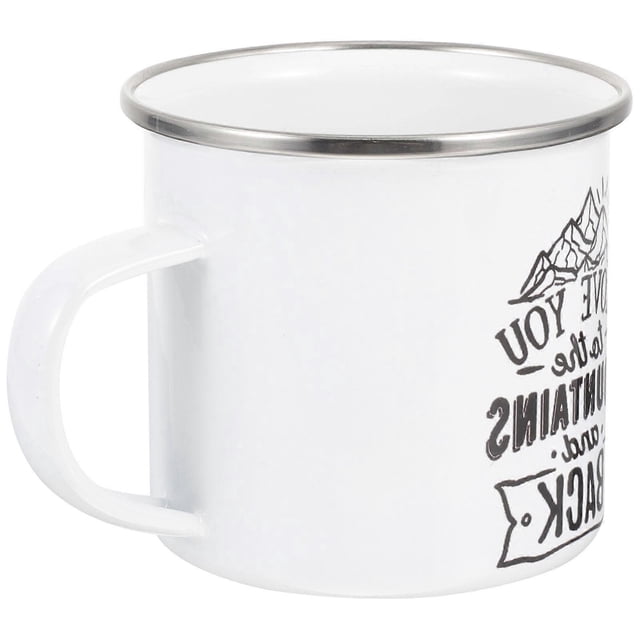 Enamel Cups Portable Smooth Camping Mug Travel Outdoor White Enamelware Easy to Clean 1Pack