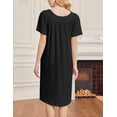 thumbnail image 5 of Ekouaer Nightgowns for Women Short Sleeve House Dress with Pockets Soft Moomoo Pleated Mumu Dresses V Neck Sleepwear, 5 of 6