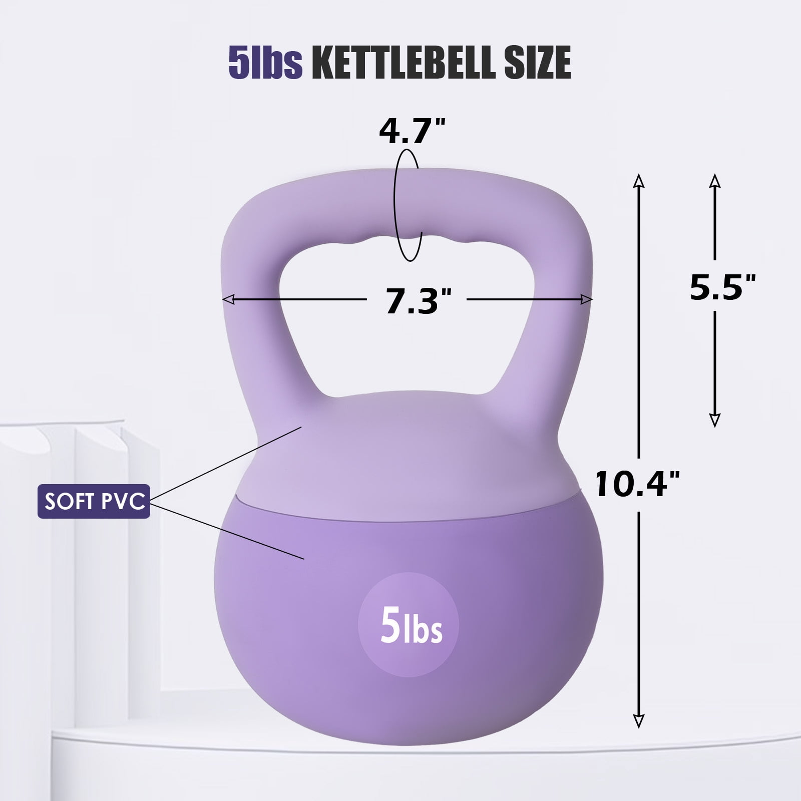 SogesPower Soft Kettlebells,Iron Sand Filled Weights Strength Training Kettlebells,Shock-Proof Weights and Wide-Grip Handle,Fitness Soft Kettlebells for Women Men,Home Gym Kettlebells,Purple,5LBS