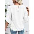 thumbnail image 3 of DOKOTOO Blouses for Women 3/4 Ruffle Sleeve Crewneck Tops Business Work Blouse Casual Dressy Loose Shirts, 3 of 10