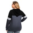 thumbnail image 3 of PLUS Women Plus Size Color Block Drawstring Hoodie Pullover Long Sleeve V Neck Casual Sweatshirt Hoodie, 3 of 3
