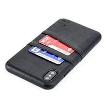 Dockem iPhone XS Max Exec M2 Wallet Case; Built-in Metal Plate, 2 Card Holder Slots, Black