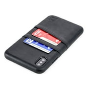 Dockem iPhone XS Max Exec M2 Wallet Case; Built-in Metal Plate, 2 Card Holder Slots, Black