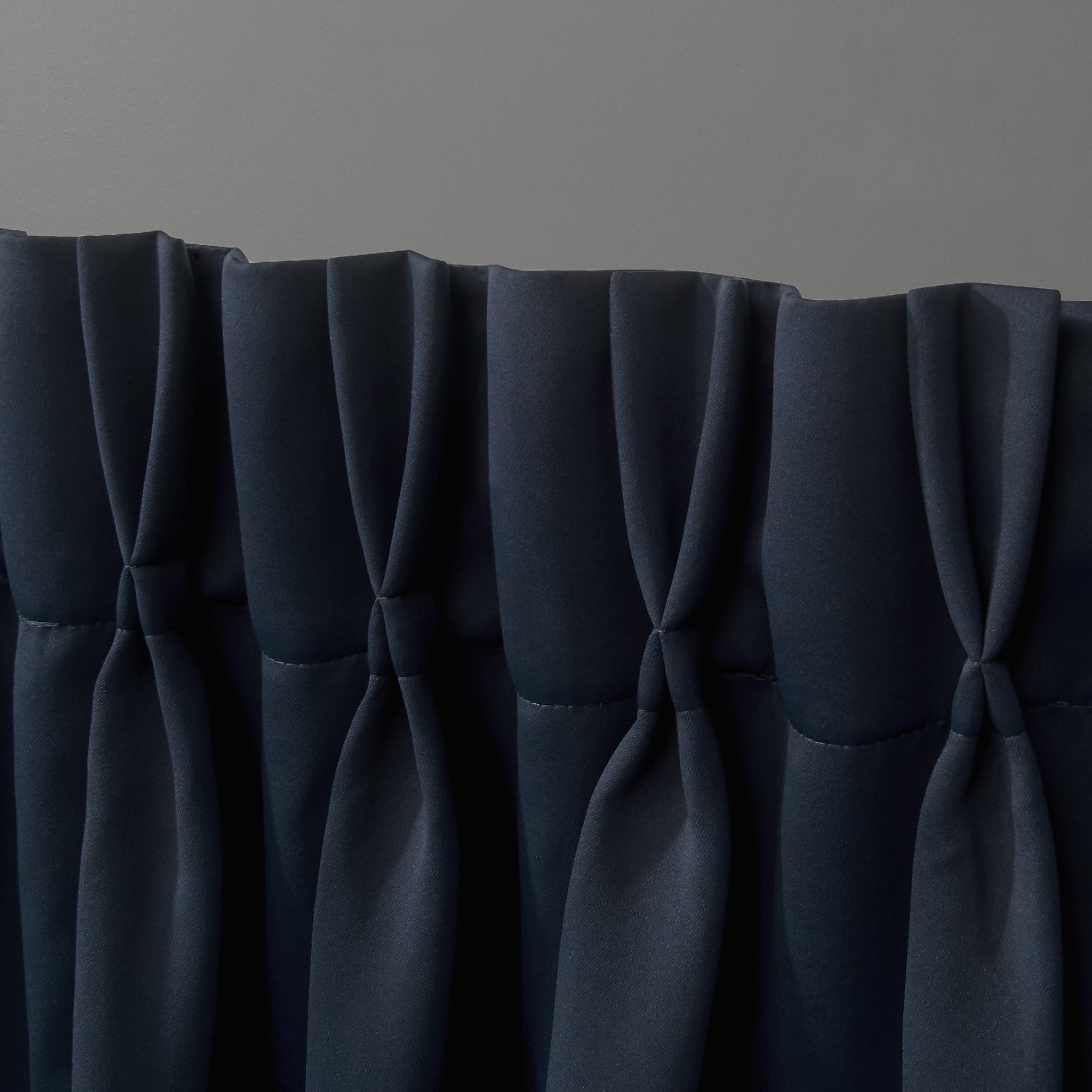 Exclusive Home Sateen Twill Woven Room Darkening Blackout Pinch Pleat/Hidden Tab Top Curtain Panel Pair, 63" Length, Peacoat Blue