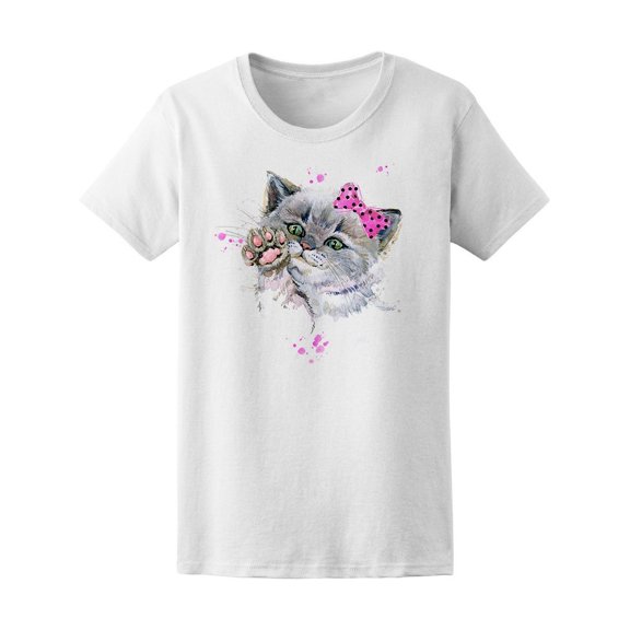 Watercolor Cute Kitten Cat Tee Women's -Image by Shutterstock