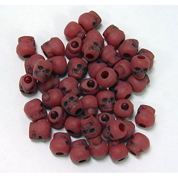 JOLLY STORE Crafts Skull Beads Flat Red made in USA
