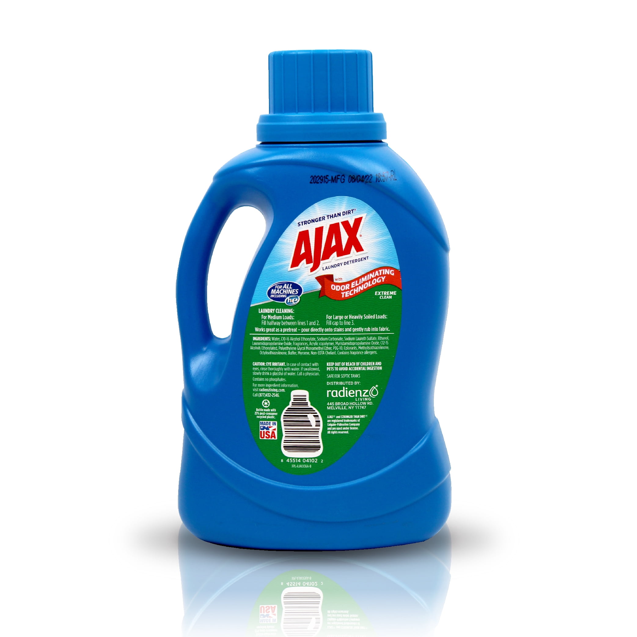 Ajax Mountain Air Liquid Laundry Detergent – Totally Awesome Cleaner with Deep Clean Power, Stain & Odor Remover, HE Compatible, 60oz (Pack of 4), 160 Loads, Long-Lasting Fresh Scent