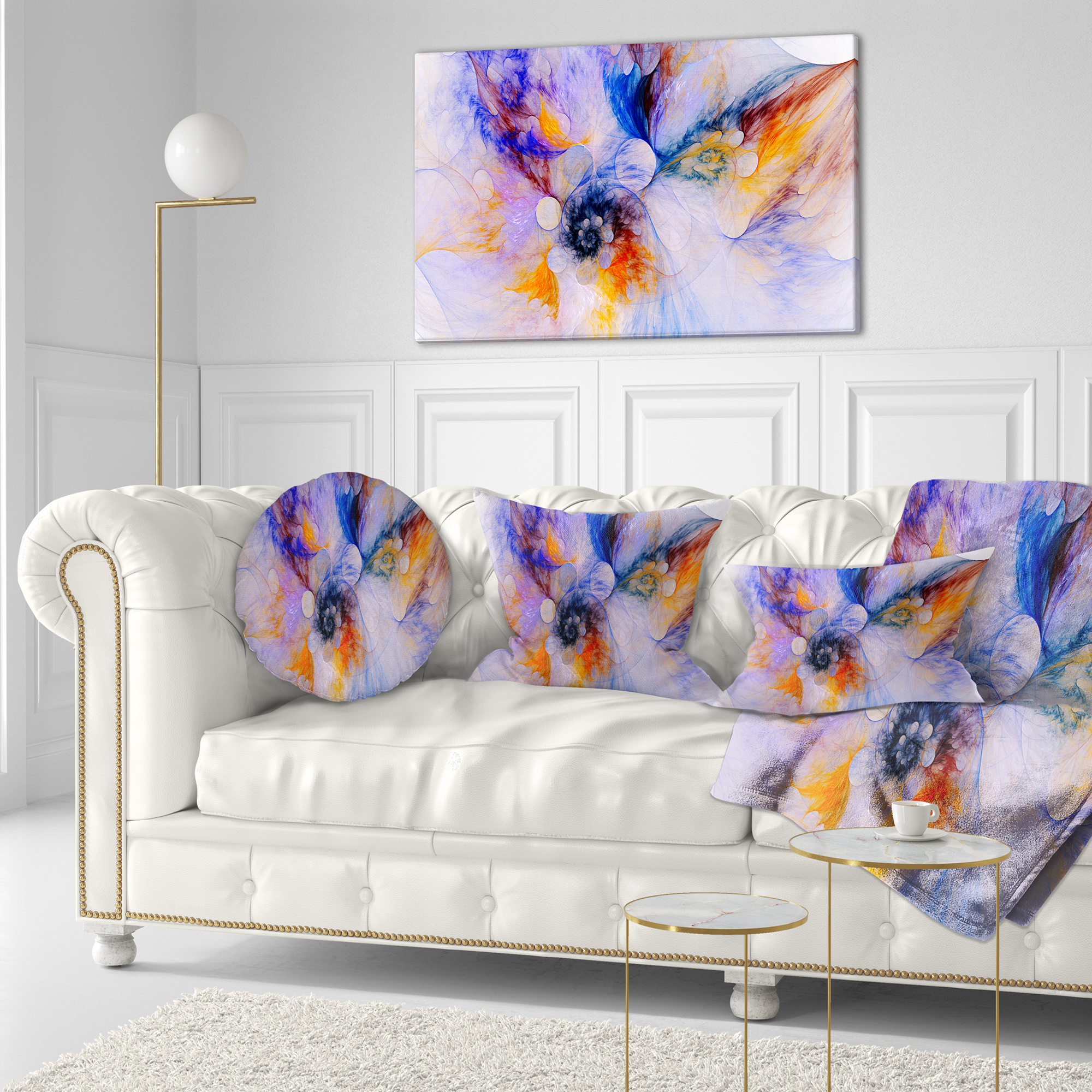 Designart Fractal Floral Art - Floral Throw Pillow - 12x20