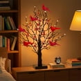 thumbnail image 4 of 2025 LED Vintage Glowing Tree with Cardinals, Lighted Birch Bonsai Table Top Centerpiece for Christmas Decorations, Halloween Table Decor with Red Berries Birds Home Seasonal Display, 4 of 10