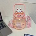 thumbnail image 4 of Straw Bottle Refillable Large Capacity Portable Shoulder Strap Cartoon Water Cup For StudentsWhite, 4 of 5