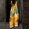thumbnail image 7 of JULMCOMO Cotton Linen Jumpsuits for Women Floral Print Tie Strap Baggy Summer Outfits Scoop Neck Vacation Comfy Casual Jumpsuits Saffron L, 7 of 7