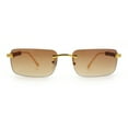 thumbnail image 5 of Mens Luxury Hip Hop Rapper Beveled Rimless Narrow Rectangle Sunglasses Gold - Brown, 5 of 8