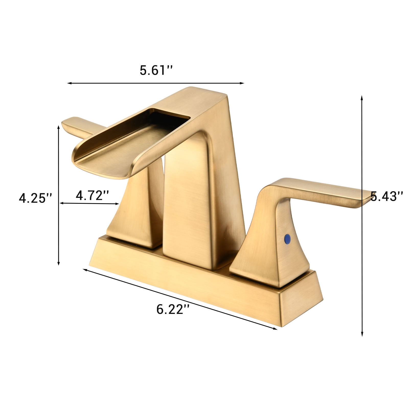 MAYEERTY Modern Brushed Golden 4" Centerset 2-Handle Waterfall Bathroom Sink Faucet Ceramic Cartridge