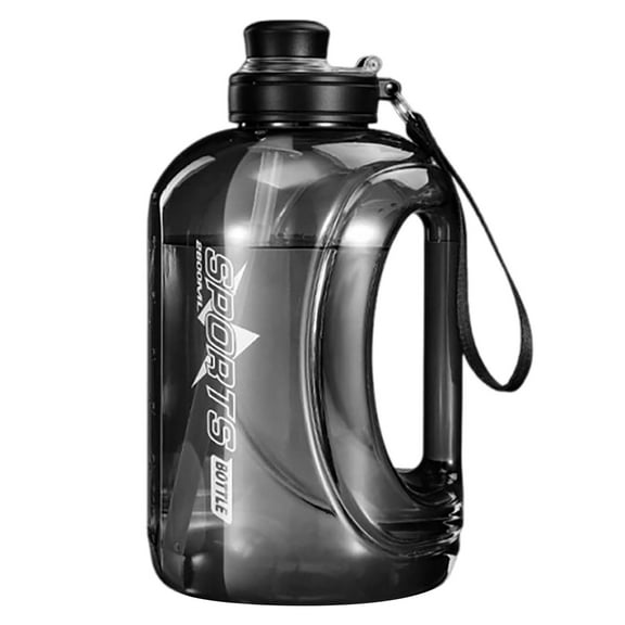 60 oz Water Bottle with Straw and Chug Lid Large BPA Free Gallon Water Jug with Time Marker Leakproof Portable Handle for Gym Hiking Camping Sports Fitness Outdoor Activities