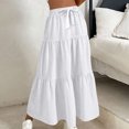 thumbnail image 4 of Loopsun Womens Summer Skirts, Women's Summer Fashion Solid Color Drawstring Pocket Elastic Waist Skirt White S, 4 of 5