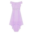thumbnail image 3 of Haitryli Girls Off Shoulder Evening Gown High Low Hem Wedding Party Dress Formal Gown Lavender 12, 3 of 5