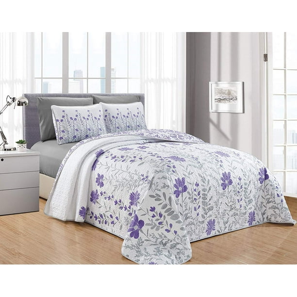 Decotex 6 Piece Leah Printed Blooming Flowers Oversize Quilt Bedspread