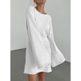 thumbnail image 2 of Gupgi Femmes Tricot Solide Couleur Dos Nu Manches Longues Décontracté en Vrac Mini Robe, 2 of 6