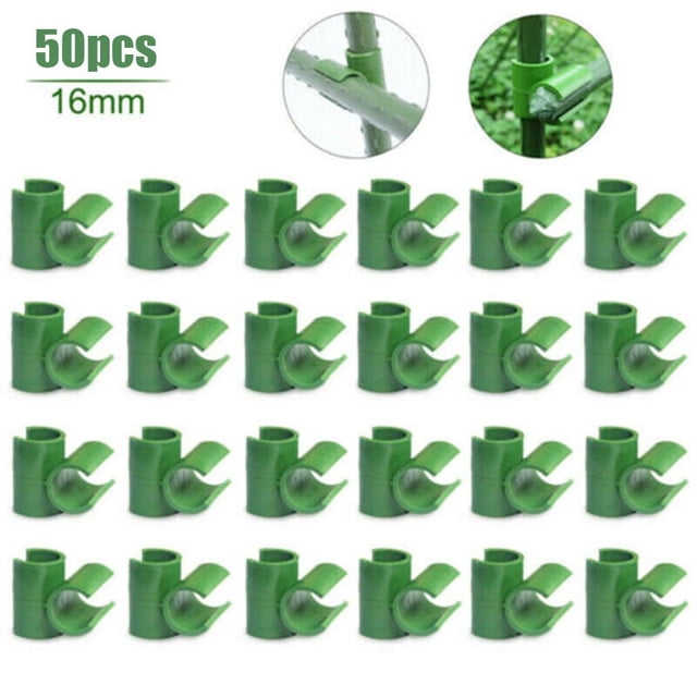 GLFILL 50Pcs 11/16/20mm Plant Trellis Stake Clips For Fixed Frame Rod Greenhouse Film Bracket Sun Screen Rod Connector 16mm