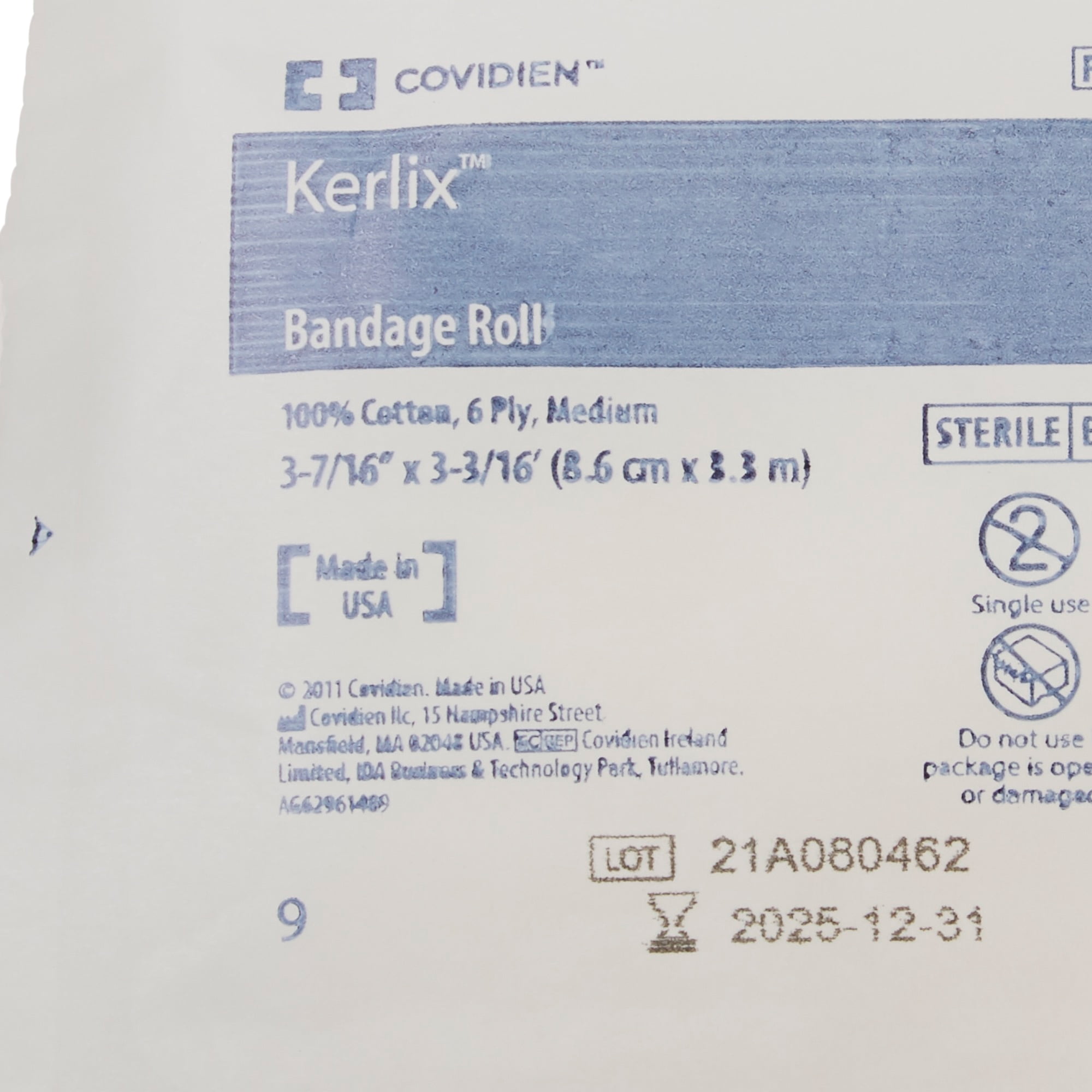 Kerlix Bandage Gauze Roll, Sterile, 6-Ply Dressing, 3 4/10 in x 3 6/10 yds, 96 Ct