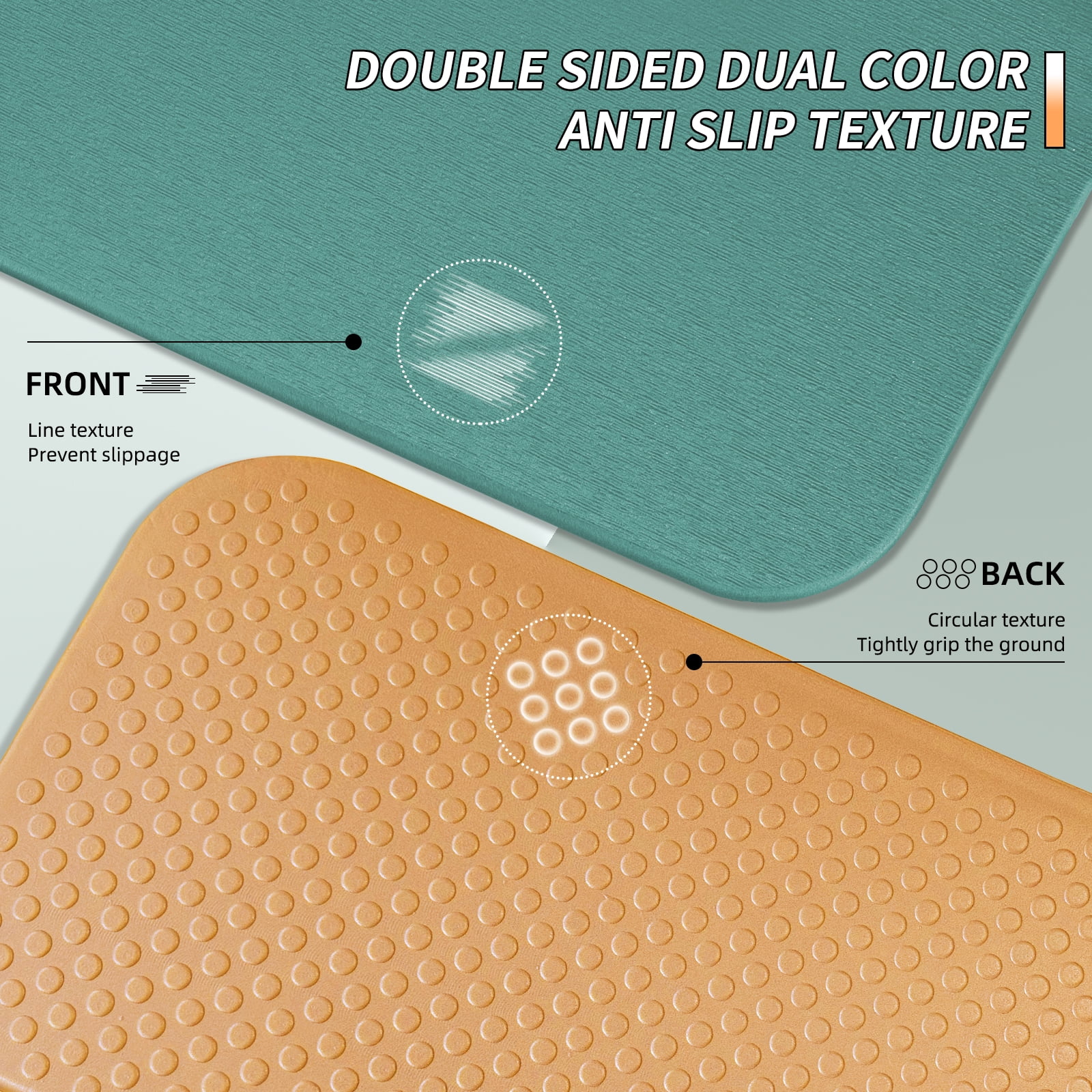 Frach Foldable Yoga Mat Extra Long 75",0.4" Thick Exercise Mat,Muti-fundctional,High-Density for Gym and Travel,Indoor and Outdoor(Green+Orange)