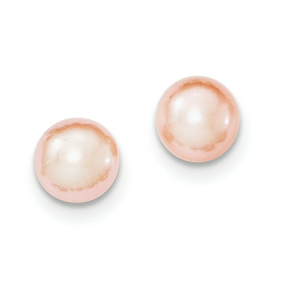Primal Silver Sterling Silver Rhodium-plated 8-9mm Pink Freshwater Cultured Button Pearl Stud Earrings
