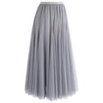 thumbnail image 5 of CHICWISH Women's Grey Layered Mesh Ballet Prom Party Tulle Tutu A-Line Maxi Skirt, 5 of 6