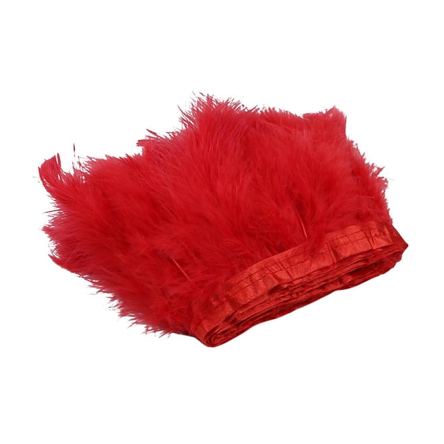 yuksok 2m Turkey Feather Fringe Trims Lace Ribbon Sewing Decoration red