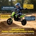 thumbnail image 4 of Track Seven 24V Electric Dirt Bike for Kids, Official Licensed Honda Electric Motorcycle, Up to10 Mph, Twist-Grip Throttle, 12" Pneumatic Tires, Bluetooth, Music, Motorcycle for Kids 6+, Green, 4 of 9