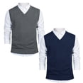thumbnail image 1 of TOPTIE 2 Pack Window Clerk Sweater Vests For Men, Work Uniform Cotton V-Neck Sweater Vests-Charcoal Navy-L, 1 of 8