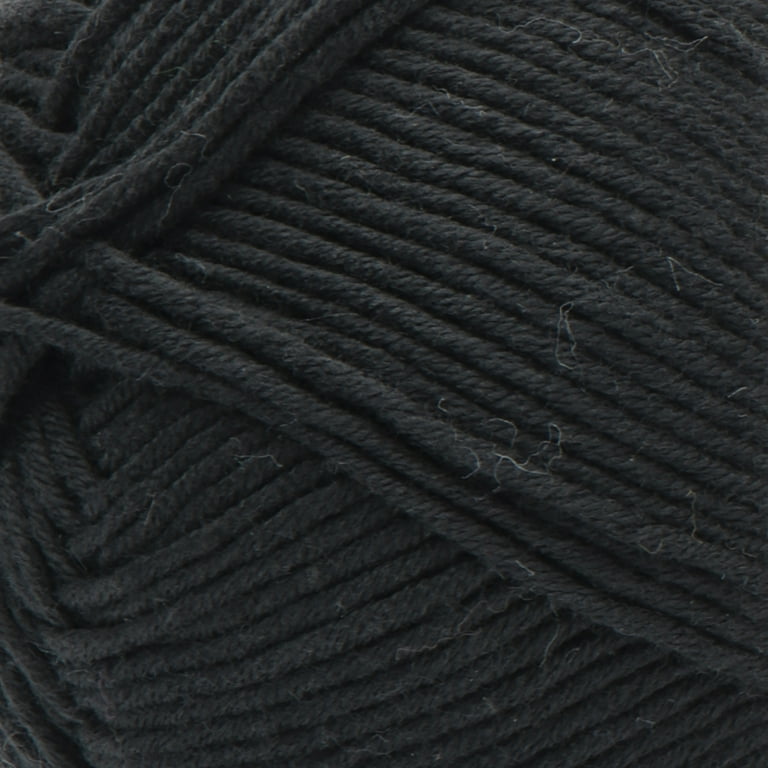 Bernat Softee Cotton #3 Light Cotton Blend Yarn, Black 4.2oz/120g, 254 Yards (3 Pack), Size: Three-Pack
