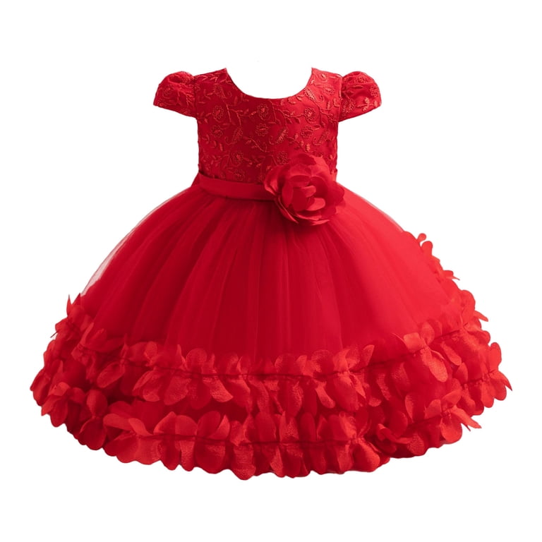 1 year baby girl birthday dress with price Big Bow, Gauze Lace Princess Birthday Party Dresses for Girls as picture / 5T main image 0