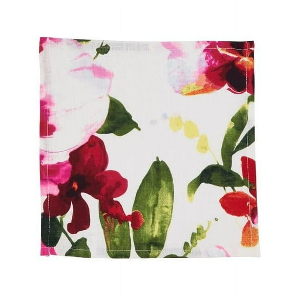 Saro Lifestyle Watercolor Floral Design Linen Napkin (Set of 4)