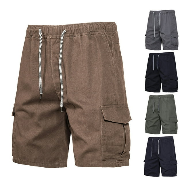 BADHUB Drawstring Hiking Shorts for Men Elastic Waist Ripstop Cargo Shorts Loose Fit Straight Work Outdoor Shorts Clearance Army Green XXL