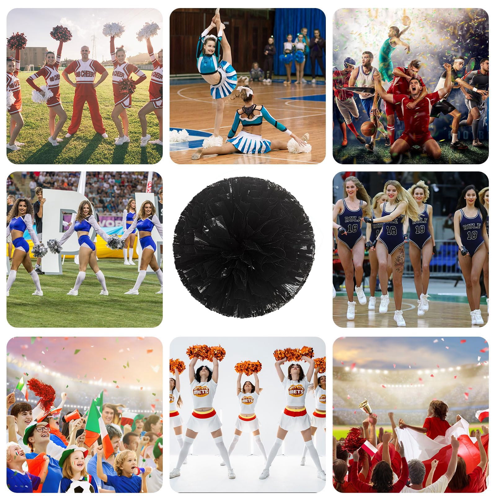 20 Pcs pom poms Cheer,13.7inch pom poms Cheerleading with Straight Handle Style Cheer Pom Pomsfor Dance, Matches