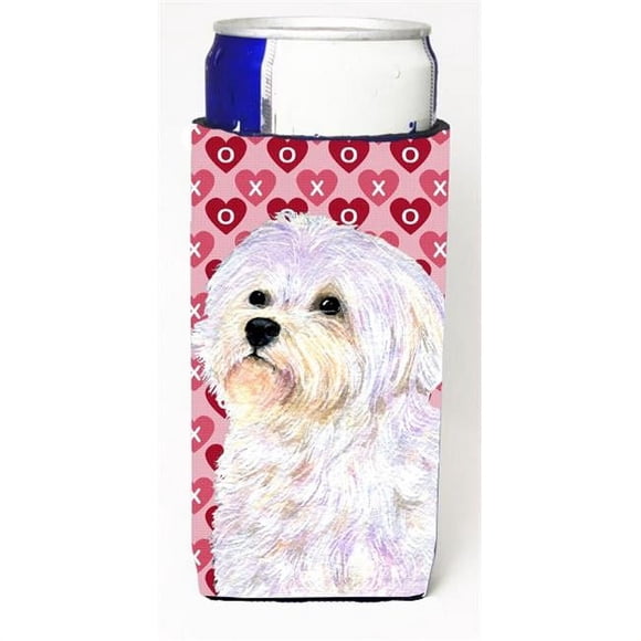 Carolines Treasures SS4481MUK Maltese Hearts Love And Valentines Day Portrait Michelob Ultra bottle sleeves For Slim Cans - 12 oz.