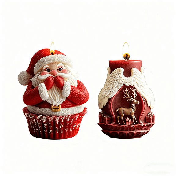 JDH 2PCS Christmas Reindeer Cylinder Molds Silicone Wave Spiral Candle Mold - Silicone Resin Casting Molds for Candle & Resin & Soap Craft Supplies