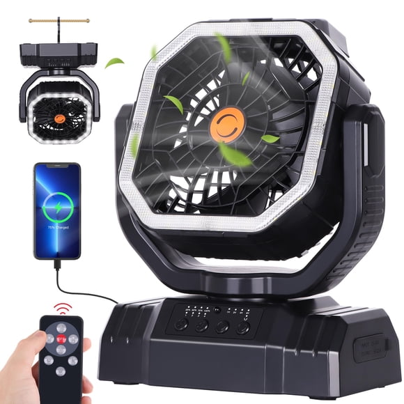 Ventilador portátil para acampar AVV de alta velocidad recargable con control remoto