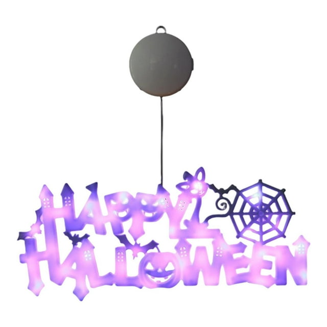 Lipstore Happy Halloween Neon Sign Creative Window Door Halloween Party Light up Sign Purple