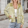 thumbnail image 3 of Jackets for Women Winter Coat Jackets Flannel Stand Collar Jacket(New Orleans Map Gold,Size:S-4XL), 3 of 7