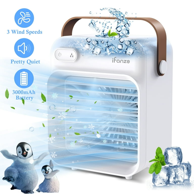 iFanze Air Conditioner, Rechargeable Personal Cordless Air Cooler Quiet Desk Fan with Speeds Small Air Conditioner Fan Mini Evaporative Cooler for Small Office Dorm and Outdoor (White) - Walmart.com iFanze Air Conditioner, Rechargeable Personal Cordless Air Cooler Quiet Desk Fan with Speeds Small Air Conditioner Fan Mini Evaporative Cooler for Small Office Dorm and Outdoor (White) - Walmart.com