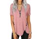 thumbnail image 1 of Camiseta holgada de manga corta con cuello y cremallera para mujer, blusa decorativa con botones, 1 of 3