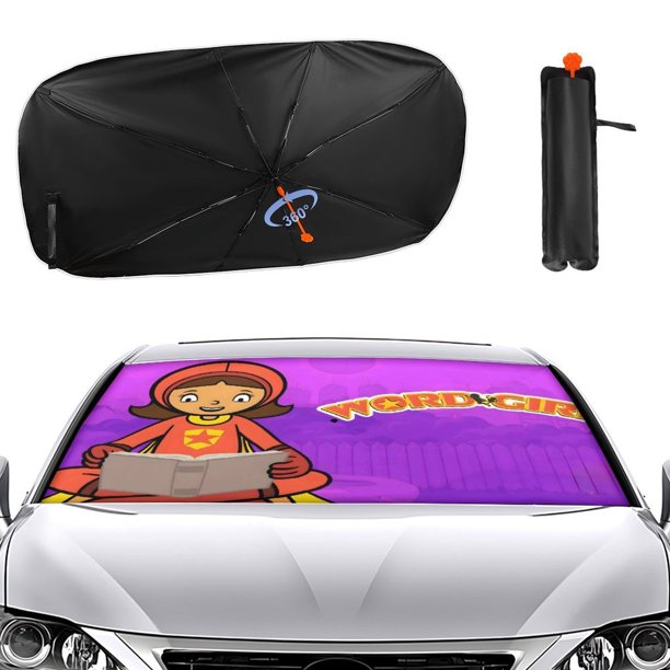 Chica Palabra Sombrilla Solar para Auto - Protector de Parabrisas Plegable | Cortina Solar Delantero | Bloqueo UV y Aislamiento de Calor 133x73cm