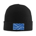 thumbnail image 2 of ZICANCN Blue White Winter Snowflakes Knit Beanie Hat, Winter Cap Soft Warm Classic Hats for Men Women, Black, 2 of 8