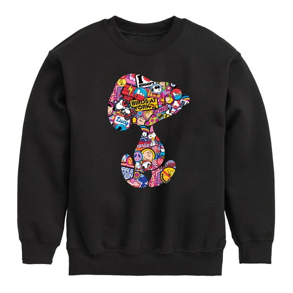 Peanuts - Snoopy Silhouette Pattern Graphic Long Sleeve Fleece Sweatshirt