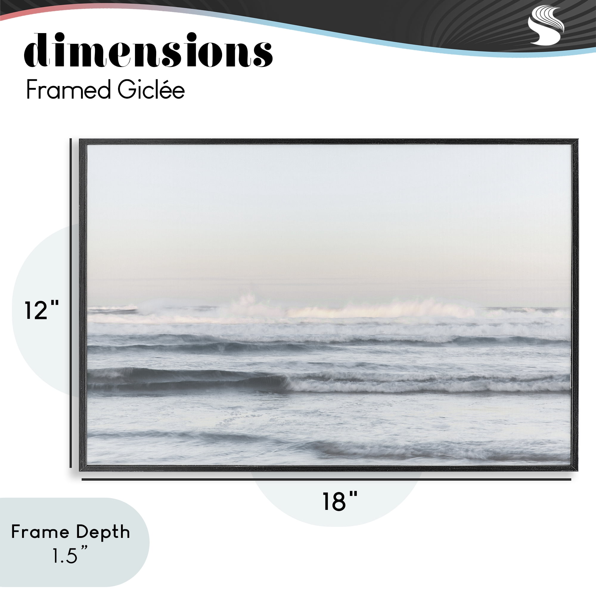 Stupell Industries Serene Ocean Waves Calmness Black Framed Giclee Art, design by Melissa McClain