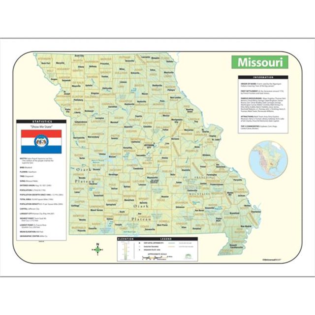 Universal Map 762536462 Missouri Shaded Relief Map
