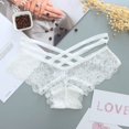 thumbnail image 4 of Bragas sexys de encaje de tiro bajo para mujer, ropa interior sólida, pantalones con correa cruzada, lencería de encaje, Tanga, 4 of 5