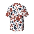 thumbnail image 2 of Xecao offers the Red Blue Leaves for Men's Casual Short-sleeved Shirt, a button-up collared shirt with a pocket, perfect for beach vacations and yacht travel in the Small size., 2 of 7