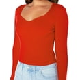 thumbnail image 4 of Celebrity Pink Long Sleeve Sweetheart Rib Top, Women's and Women's Plus, 4 of 4
